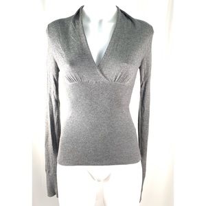 Express XSmall Gray Plunge V Neck Sweater